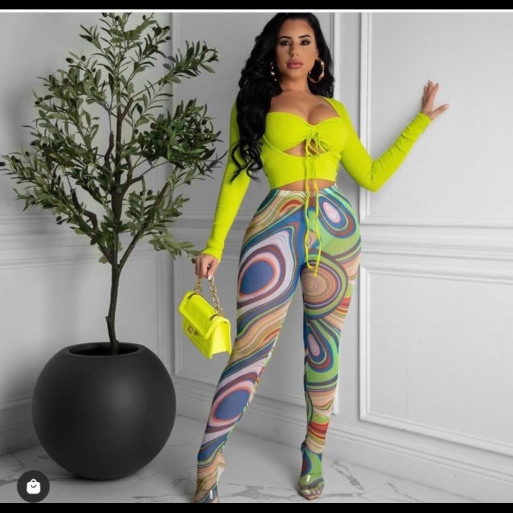 Swirls of color mesh leggings